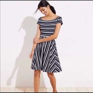 Loft Nautical Navy blue and white Striped dress